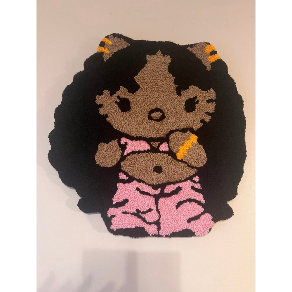 Hello Kitty Insired punch Needle Rug/ wall hanging